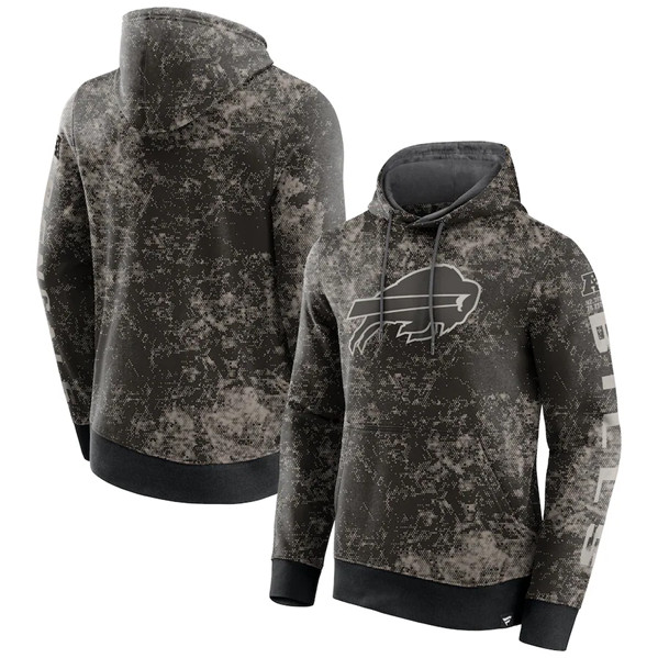 Men's Buffalo Bills Black/Gray Blackout Tonal Pullover Hoodie